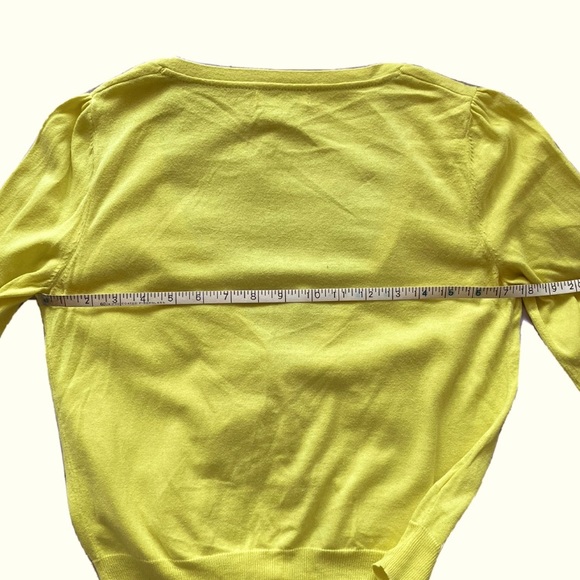 Promod v-neck cardigan w/ 2 pockets 3/4 bell sleeves buttons cream yellow W Sm - Picture 4 of 11